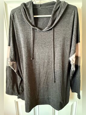 Cato Gray Hooded Pullover with Light Pink Sleeve Accents